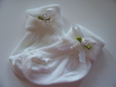 PREEMIE baby girls socks special occassion SINGLE ROSE WHITE 5-8LB 000
